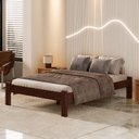 Ver imagem 1 de Cama de Casal Turca de Madeira Maciça Reforçada Castanho Nemargi