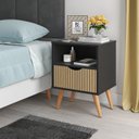 Ver imagem 2 de Mesa de Cabeceira Grécia 1 Gaveta Preto com Canelado