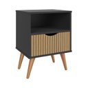 Ver imagem 1 de Mesa de Cabeceira Grécia 1 Gaveta Preto com Canelado