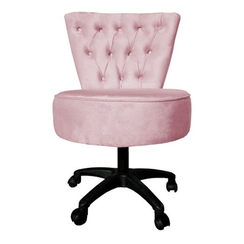 Poltrona Decorativa Royal Capitone Base Giratória Slk Decor Rosa Claro