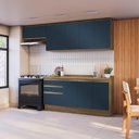 Ver imagem 1 de Armário de Cozinha Completa 100% Mdf 260cm Nogueira/azul Profundo Celeste Kappesberg