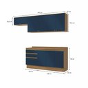 Ver imagem 3 de Armário de Cozinha Completa 100% Mdf 260cm Nogueira/azul Profundo Celeste Kappesberg