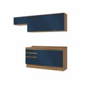 Ver imagem 2 de Armário de Cozinha Completa 100% Mdf 260cm Nogueira/azul Profundo Celeste Kappesberg