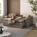 Ver imagem 3 de Sofá Cama Casal Retrátil e Reclinável 3 Lugares Veludo Castor Palmeira 220cm CabeCasa MadeiraOriginals Madeiraorigina