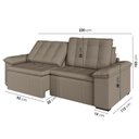 Ver imagem 5 de Sofá Cama Retrátil e Reclinável 3 Lugares 220cm Veludo com Molas Palmeira CabeCasa MadeiraOriginals Castor