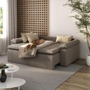 Ver imagem 4 de Sofá Cama Retrátil e Reclinável 3 Lugares 220cm Veludo com Molas Palmeira CabeCasa MadeiraOriginals