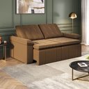 Ver imagem 1 de Sofá Cama Casal Retrátil e Reclinável 3 Lugares Veludo Marrom Palmeira 220cm CabeCasa MadeiraOriginals Madeiraorigina