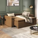 Ver imagem 3 de Sofá Cama Casal Retrátil e Reclinável 3 Lugares Veludo Marrom Palmeira 220cm CabeCasa MadeiraOriginals Madeiraorigina