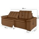 Ver imagem 4 de Sofá Cama Casal Retrátil e Reclinável 3 Lugares Veludo Marrom Palmeira 220cm CabeCasa MadeiraOriginals Madeiraorigina
