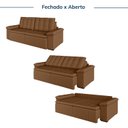 Ver imagem 5 de Sofá Cama Casal Retrátil e Reclinável 3 Lugares Veludo Marrom Palmeira 220cm CabeCasa MadeiraOriginals Madeiraorigina