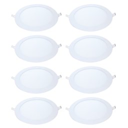 Kit 8 Painel Led Embutir Redondo Luz Quente 3000k 18w 22cm - 1