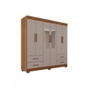 Ver imagem 1 de Guarda Roupas Casal Texas 6 Portas 4 Gavetas com Espelho Salleto Cinamomo/off White