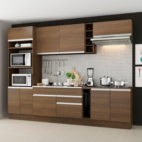 Cozinha Completa Vicenza Rodapé Armário Balcão Rustic Madesa