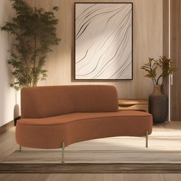 Sofá Orgânico 02 Lugares 150cm Argos Pés Ouro Fosco Linho Terracota - Nexta Casa - 2