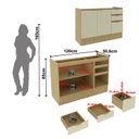 Ver imagem 3 de Balcão sem Tampo 2 Portas 3 Gavetas Divisor de Talheres com Rodapé 120cm Nanda TM4204 Nature/Arenas