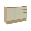 Ver imagem 2 de Balcão sem Tampo 2 Portas 3 Gavetas Divisor de Talheres com Rodapé 120cm Nanda TM4204 Nature/Arenas