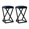 Kit 2 Banqueta Baixa Cozinha 50 Cm Balcão Bar Gourmet Corino:azul Marinho - 2