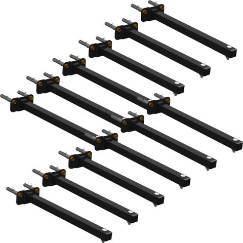 12 Suportes Refletor Base Reta Braço 20 Cm 12 Cjts - Preto