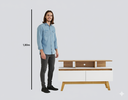 Ver imagem 4 de Rack para TV até 50 Polegadas MDF 120cm Pés em Madeira Maciça 2 Portas 2 Prateleiras Rubi Branco
