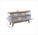 Ver imagem 3 de Rack para TV até 50 Polegadas MDF 120cm Pés em Madeira Maciça 2 Portas 2 Prateleiras Rubi Branco