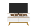 Ver imagem 2 de Rack para TV até 50 Polegadas MDF 120cm Pés em Madeira Maciça 2 Portas 2 Prateleiras Rubi Branco