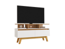 Ver imagem 7 de Rack para TV até 50 Polegadas MDF 120cm Pés em Madeira Maciça 2 Portas 2 Prateleiras Rubi Branco