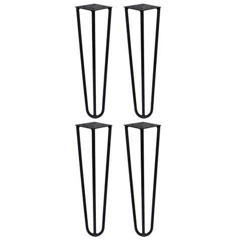 Kit 4 Pés de Metal 25 CM Hairpin Legs Mesas de Centro Puffs Preto