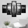 Quadro Mosaico 5 Partes Empire State P&b Com Moldura Quero Mais Quadros MOP5 - 1