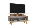 Ver mais imagens de Rack para TV até 50 Polegadas MDF 120cm Pés em Madeira Maciça 2 Portas 2 Prateleiras Rubi Branco