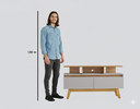Ver imagem 4 de Rack para TV até 50 Polegadas MDF 120cm Pés em Madeira Maciça 2 Portas 2 Prateleiras Rubi Branco