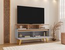 Ver imagem 5 de Rack para TV até 50 Polegadas MDF 120cm Pés em Madeira Maciça 2 Portas 2 Prateleiras Rubi Branco