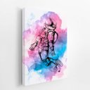 Ver imagem 2 de Astronauta Azul e Rosa Arte Colorido Quadro Canvas 60x40cm
