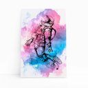Ver imagem 1 de Astronauta Azul e Rosa Arte Colorido Quadro Canvas 60x40cm