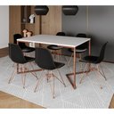Ver imagem 1 de Mesa Jantar Industrial Retangular 137x90cm Branca Base V com 6 Cadeiras Eames Eiffel Pretas Base Cob