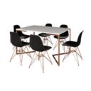 Ver imagem 6 de Mesa Jantar Industrial Retangular 137x90cm Branca Base V com 6 Cadeiras Eames Eiffel Pretas Base Cob