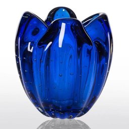 Cachepot Decoração Cristal Murano Charming Cor Azul Safira - 1