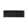 Sofa Le Corbusier de 3 Lugares Cromado em Sintético Preto - 1