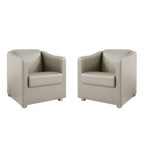 Kit 2 Poltronas Decorativa BIA Corino BEGE SKY MOBILE