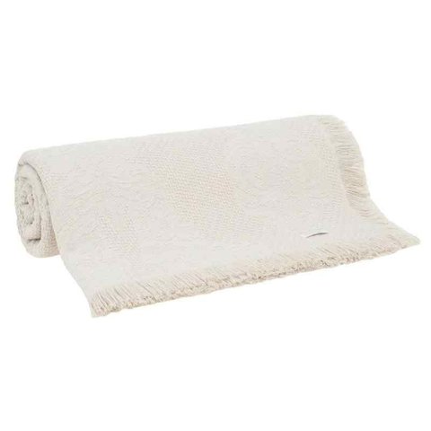 Colcha Queen Medalhão com Franja 235x250 Cm Bege Buddemeyer
