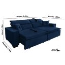 Ver imagem 2 de Sofá Londres 2.40m Retrátil e Reclinável Pillow Top - Azul