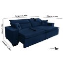 Ver imagem 3 de Sofá Londres 2.40m Retrátil e Reclinável Pillow Top - Azul