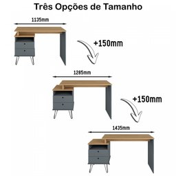 Escrivaninha com Regulagem Estilo Industrial 2 Gavetas Plus - 6