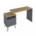 Ver imagem 4 de Escrivaninha Mesa Escritório com Regulagem Estilo Plus 2 Gavetas 143,5cm Olmo e Grafito Cinza Artany