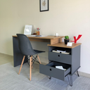 Ver imagem 3 de Escrivaninha Mesa Escritório com Regulagem Estilo Industrial 2 Gavetas Plus