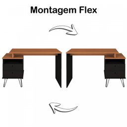 Escrivaninha com Regulagem Estilo Industrial 2 Gavetas Plus - 10