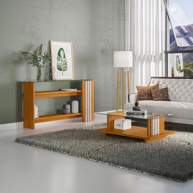 Estante Home Theater Alan com Aparador e Mesa de Centro Frizz Cinamomo Off White - Madetec - 8