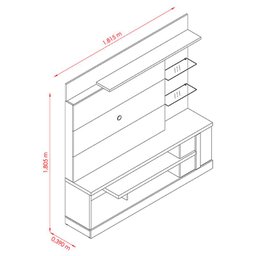Estante Home Theater Alan com Aparador e Mesa de Centro Frizz Cinamomo Off White - Madetec - 2