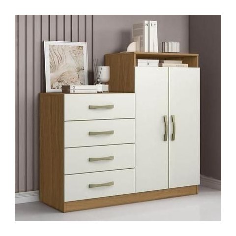 Comoda Londres 5 Gavetas Sapateira com Nicho - Atacama / Off White