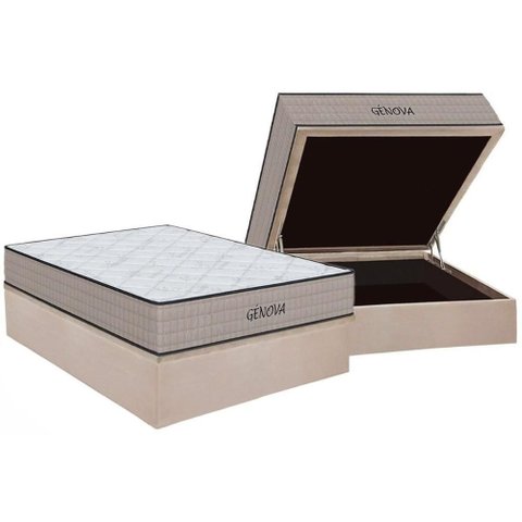 Conjunto Box Baú Casal: Colchão Molas Orthoflex D45 Genova + Base Crc Suede Clean (138x188)