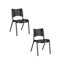 Ver imagem 1 de Kit com 2 Cadeiras Compacta Empilhável Fixa Escritório Preta